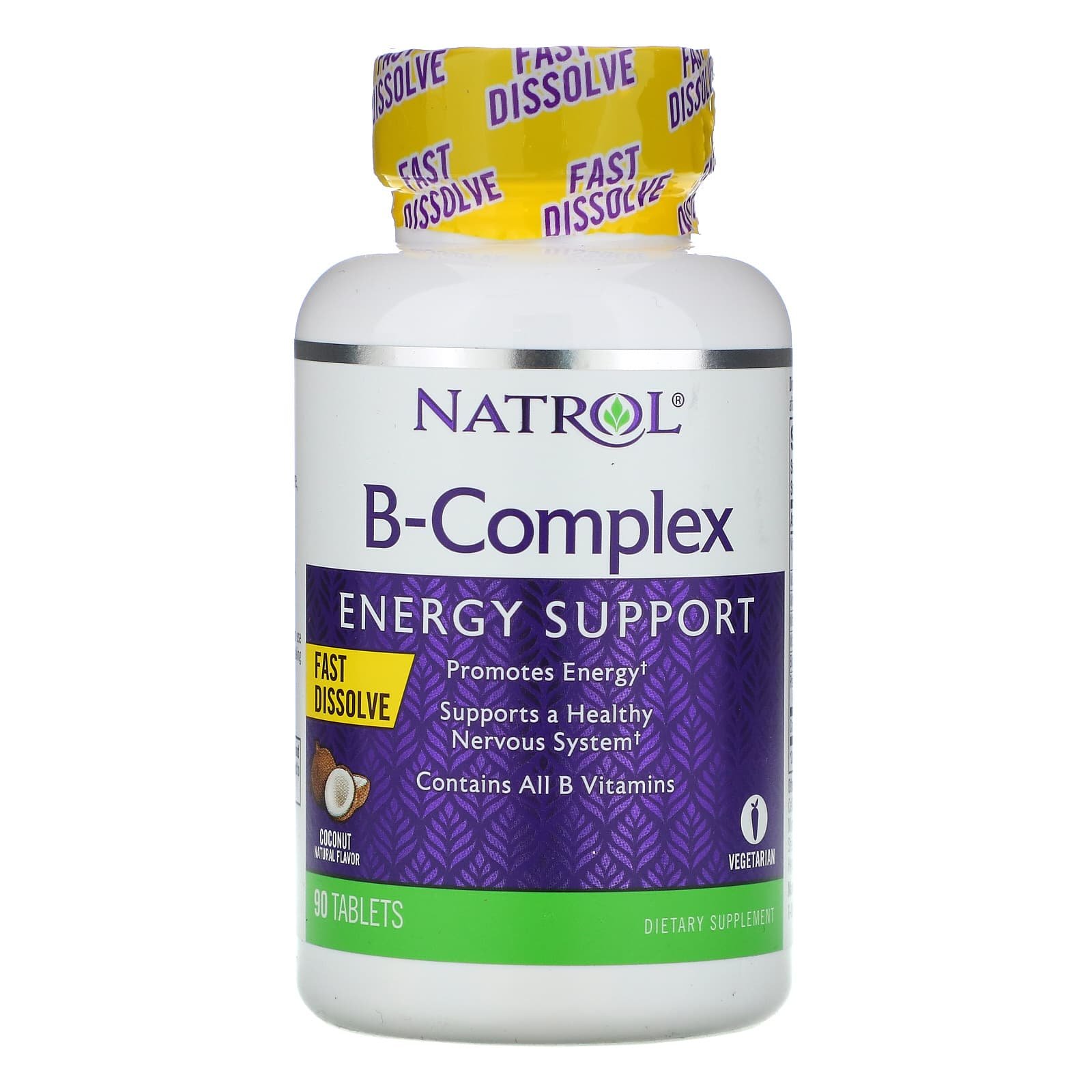 احصل الآن على فيتامين B Complex المستورد لصحة الأعصاب بنكهة جوز الهند الطبيعية من ناترول 90 قرص