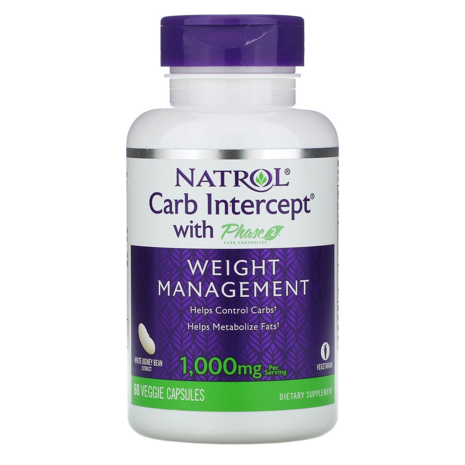 Carb Intercept With Phase 2 Carb Controller - 500 Mg - 60 Veggie Caps - Natrol