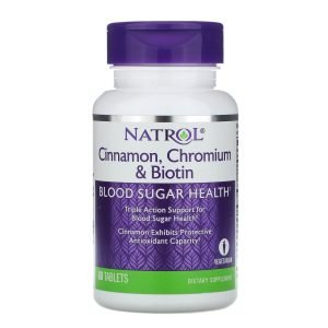Natrol Cinnamon, Chromium & Biotin for Blood Sugar Health tablets - 60 Tablets