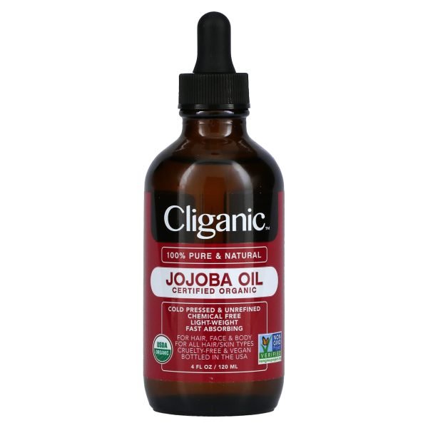 Cliganic Certefied Organic Jojoba Oil 100% Pure &Amp; Natural Healthy Skin And Hair Enhancer - 4 Fl Oz (120 Ml)
