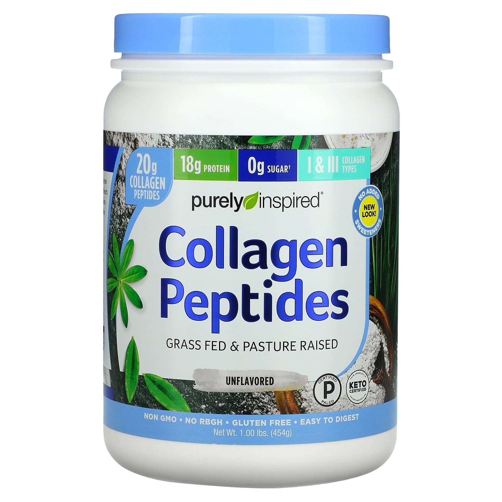 مکمل Collagen Peptides ببتيدات الكولاجين بيورلي إنسبايرد - خالٍ من النكهات - 1 رطل (454 جم)