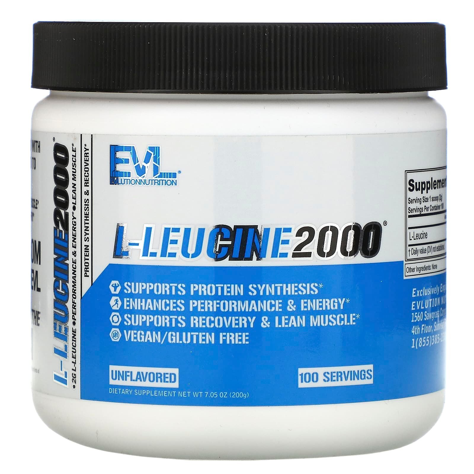 اشتري الآن على مكمل L Leucine Evlution Nutrition لبناء العضلات وقوة التحمل بدون نكهات 200 جم