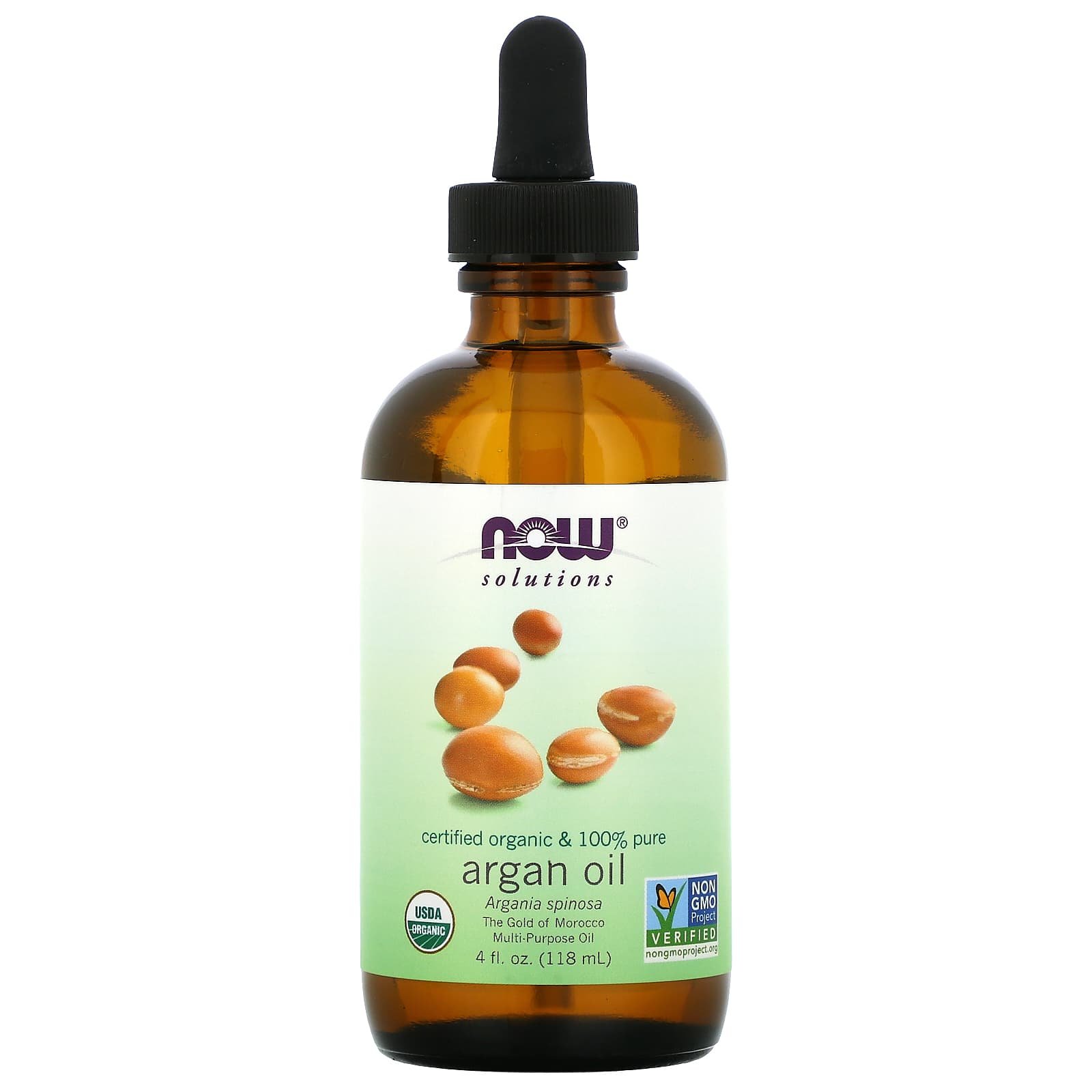 Solutions - Certified Organic &Amp;Amp; 100% Pure Argan Oil - 4 Fl Oz (118 Ml) - Now Foods
