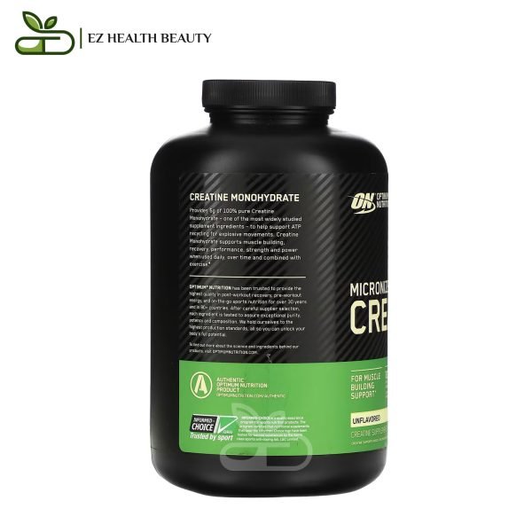 Micronized Creatine Powder Supplement Unflavored Optimum Nutrition (600 G) To Improve Physical Performance