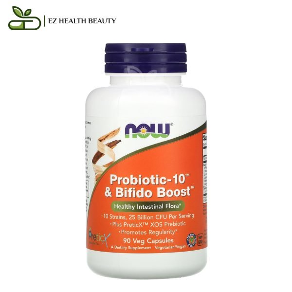 كبسولات بروبيوتيك لدعم الجهاز الهضمي ناو فودز 90 كبسولة نباتية Probiotic-10 &Amp; Bifido Boost