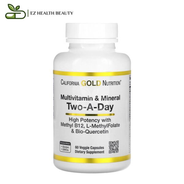 Two A Day Multivitamin And Mineral Supporting Healthy Lifestyle California Gold Nutrition 60 Veggie Capsules