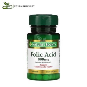 Folic Acid Tablets Supports Cardiovascular Health Nature's Bounty 800 mcg 250 Tablets