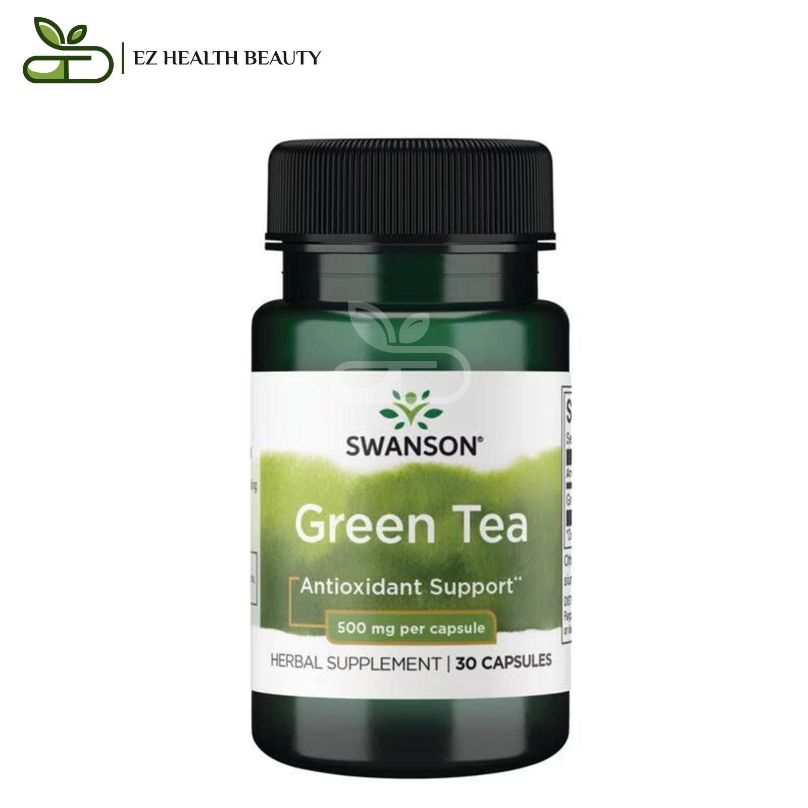 حبوب الشاى الاخضر سوانسون 500 ملجم 30 كبسولة Swanson Green Tea لتعزيز صحة القلب