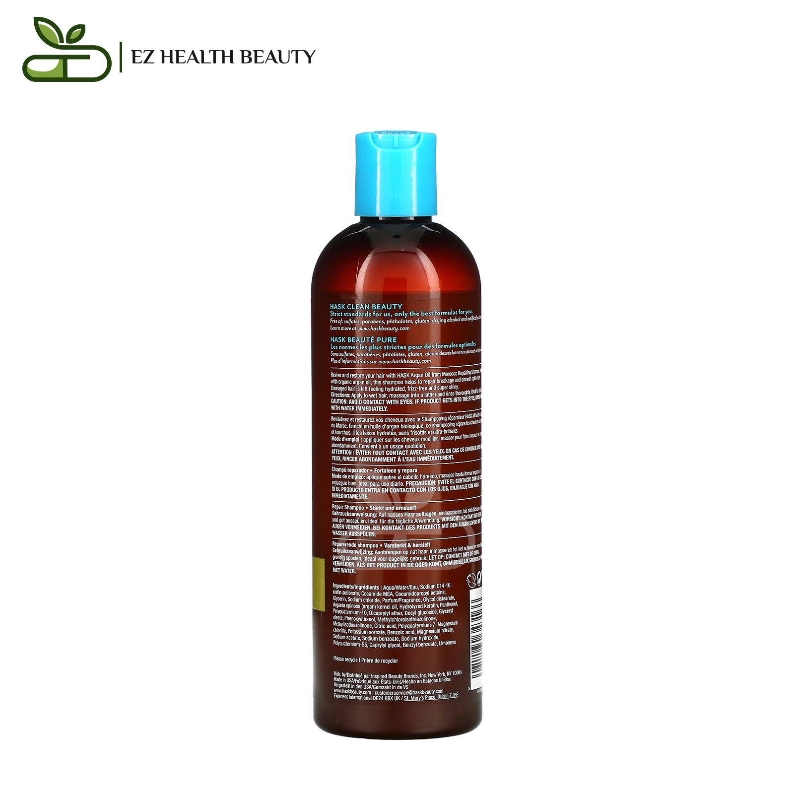 شامبو زيت الأرجان المغربي هاسك بيوتي لإصلاح الشعر Hask Beauty, Argan Oil From Morocco, Repairing Shampoo 355 Ml