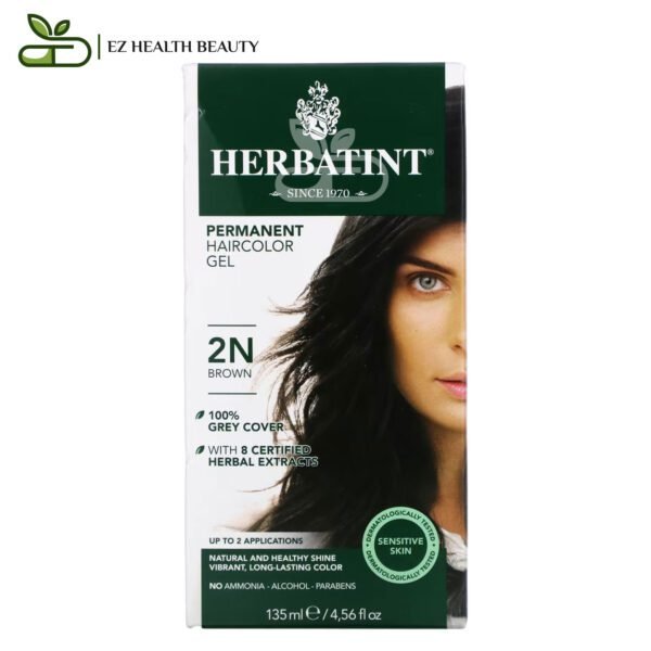 هرباتينت‏ صبغة شعر بني 2N جل دائمة 135 مل Permanent Haircolor Gel 2N Brown Herbatint (Antica Herbavita)