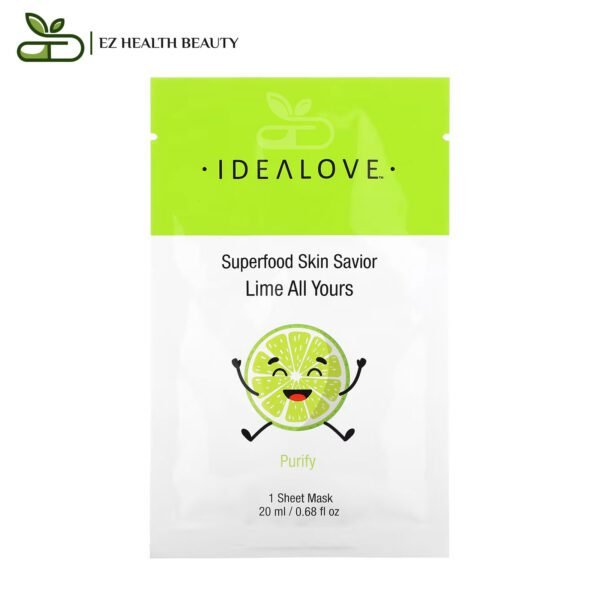 Lime All Yours Mask Superfood Skin Savior Idealove 1 Beauty Sheet Mask, 0.68 Fl Oz (20 Ml)