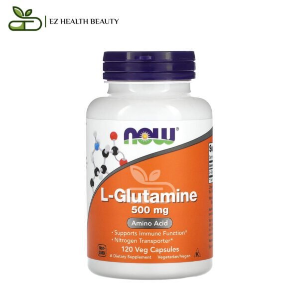 كبسولات جلوتامين لدعم المناعة 500 مجم 12 كبسولة L-Glutamine Now Foods