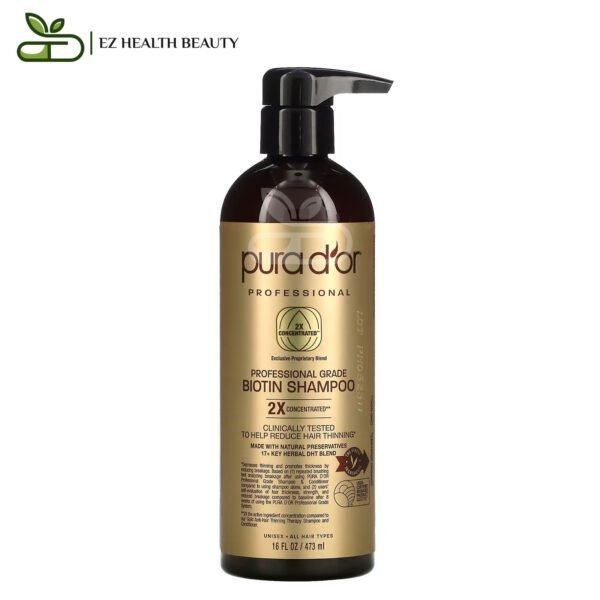 Professional Grade Biotin Shampoo Pura D'Or To Reduce Hair Thining 16 Fl Oz (473 Ml)