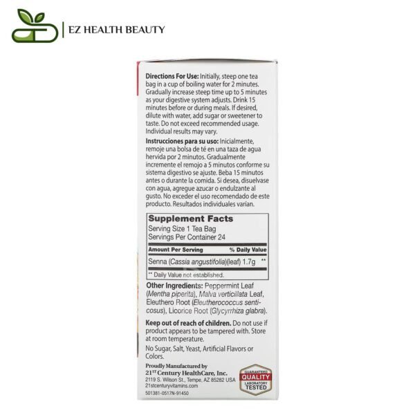 Herbal Tea For Weight Loss Peppermint Caffeine Free 21St Century 24 Tea Bags, 1.7 Oz (48 G)