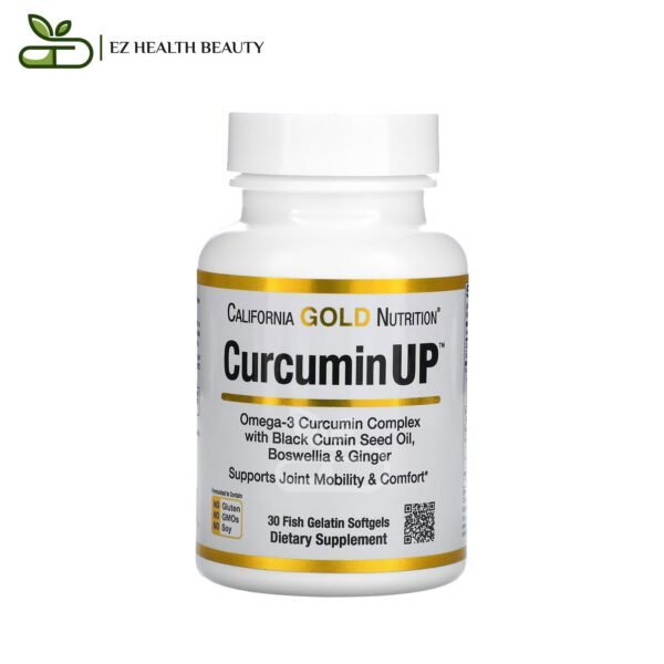 Curcuminup مركب الكركمين وأوميجا-3 لدعم حركة المفاصل وراحتها 30 كبسولة هلامية من جيلاتين السمك Curcuminup California Gold Nutrition