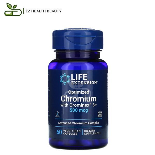 Optimized Chromium With Crominex 3+To Boost Cellular Energy Life Extension 500 Mcg 60 Vegetarian Capsules